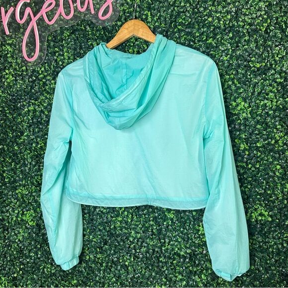 American Apparel Cropped Turquoise Aruba Blue Hoodie Sweatshirt Top Sz Small - Picture 4 of 9